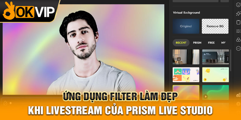 Ứng dụng filter làm đẹp khi livestream của Prism Live Studio