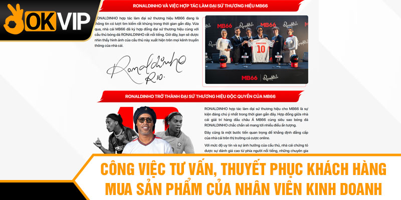 Công việc tư vấn, thuyết phục khách hàng mua sản phẩm của nhân viên kinh doanh